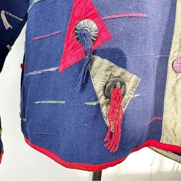 Anu by Natural Blue Tapestry Art to Wear Button up Jacket XL - Picture 4 of 14
